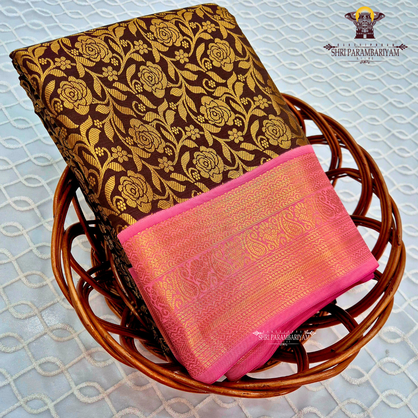 Deep chocolate brown / coffee brown Saree