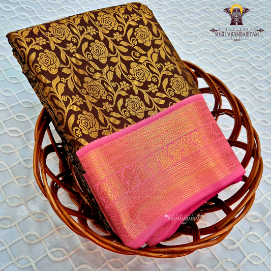 Deep chocolate brown / coffee brown Saree
