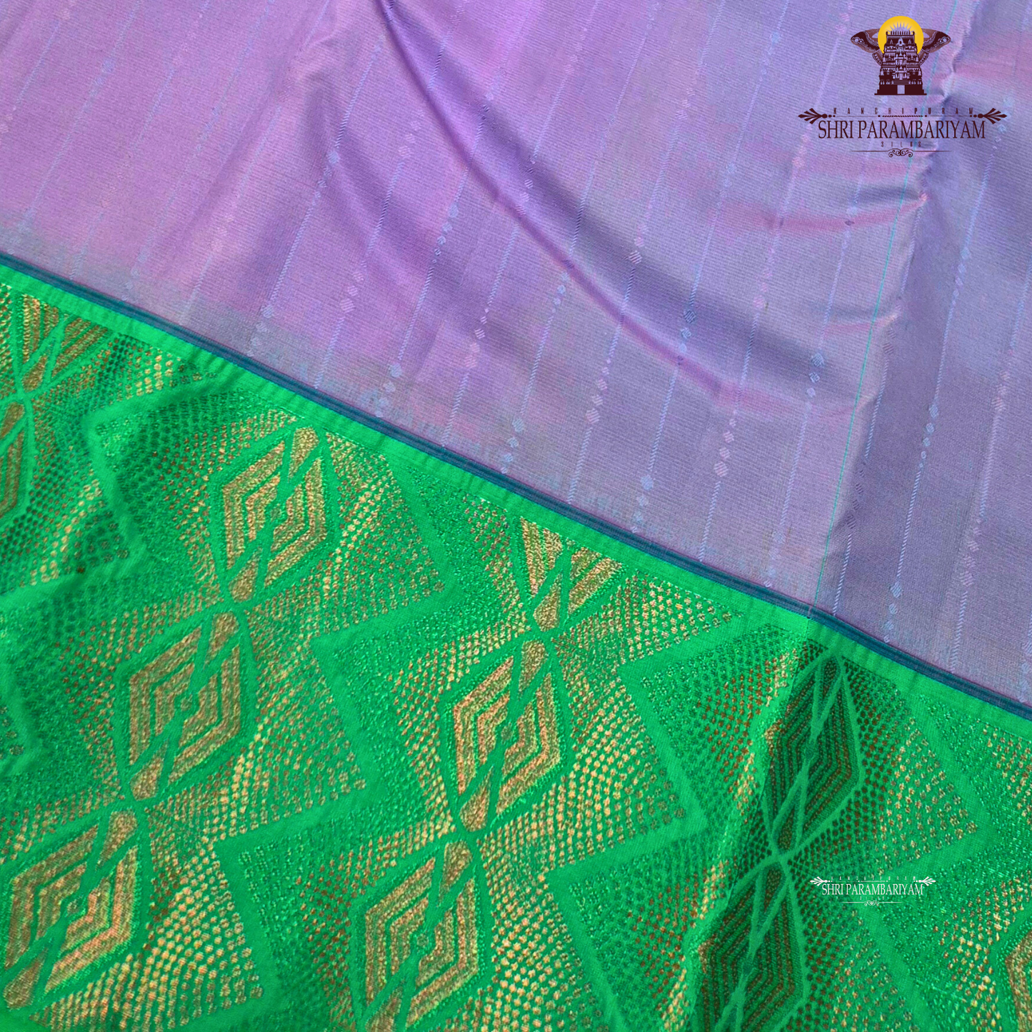 Lavender Purple Body with Teal Green Contrast Border Saree