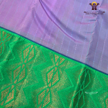 Lavender Purple Body with Teal Green Contrast Border Saree