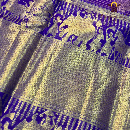 Royal Purple (Violet) with rich Antique Gold Zari Saree