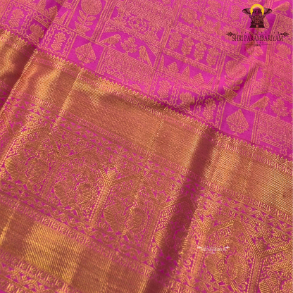 Vibrant rani pink / bright magenta with rich gold zari work Saree