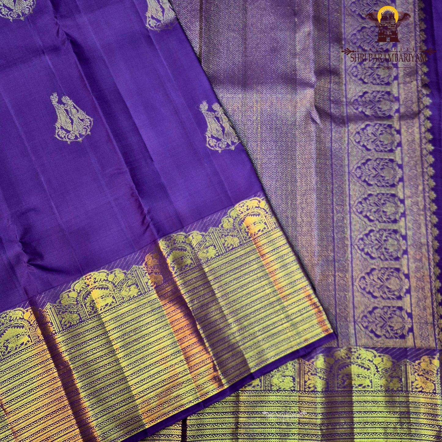 A rich Royal Purple with Rich Gold Zari Saree