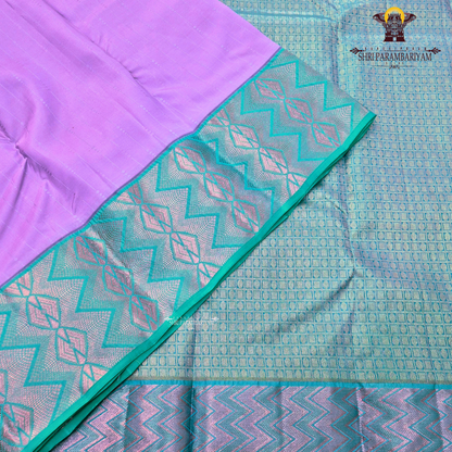 Lavender Purple Body with Teal Green Contrast Border Saree