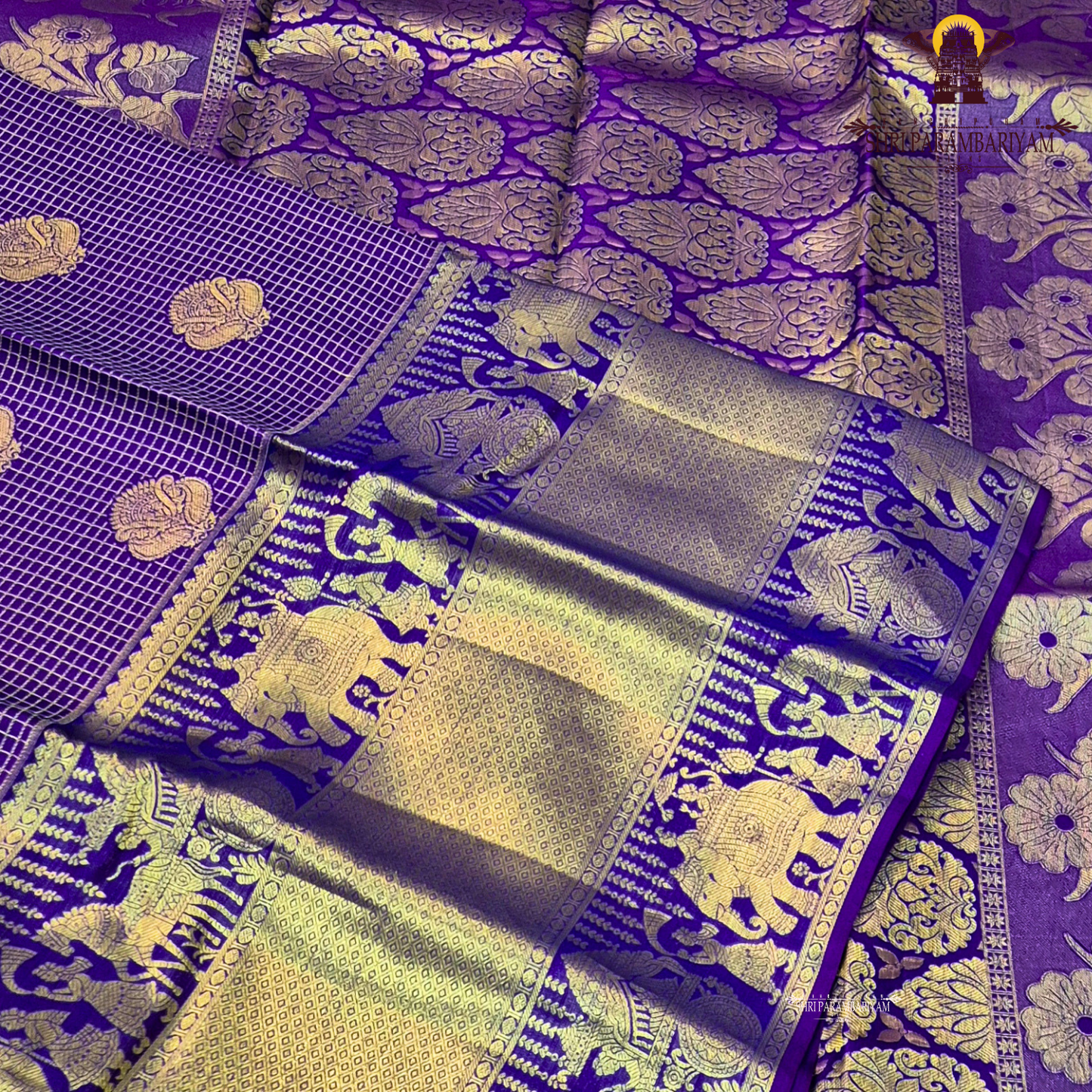 Royal Purple (Violet) with rich Antique Gold Zari Saree