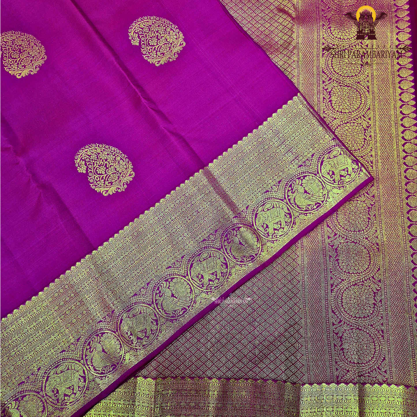 A deep rani pink (rich reddish-pink) Saree