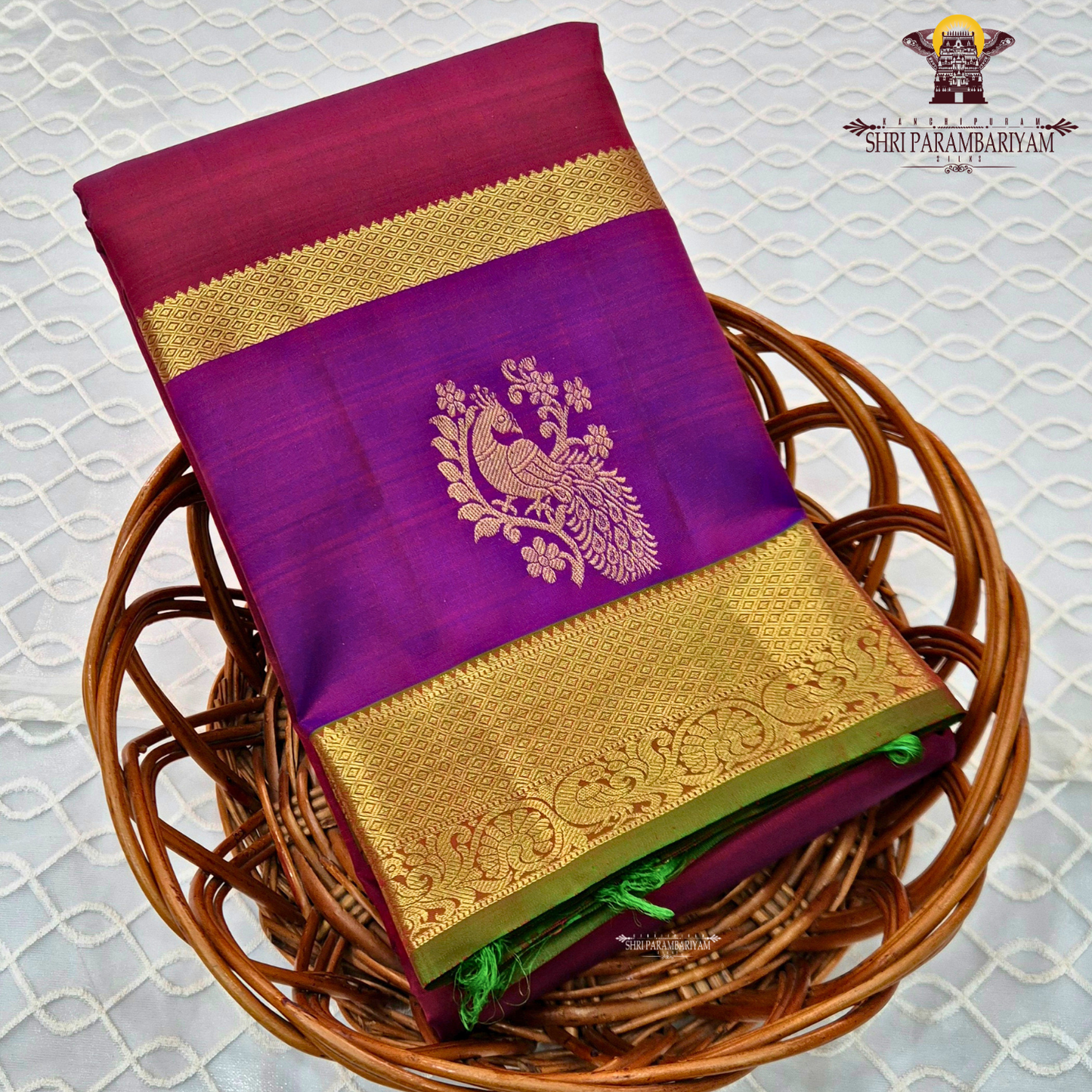 A elegant dual-tone royal purple with deep pink (rani/magenta) contrast Saree