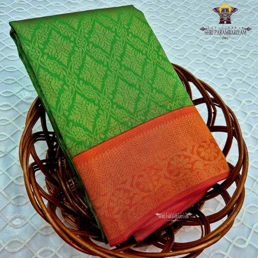 Fresh parrot green Saree