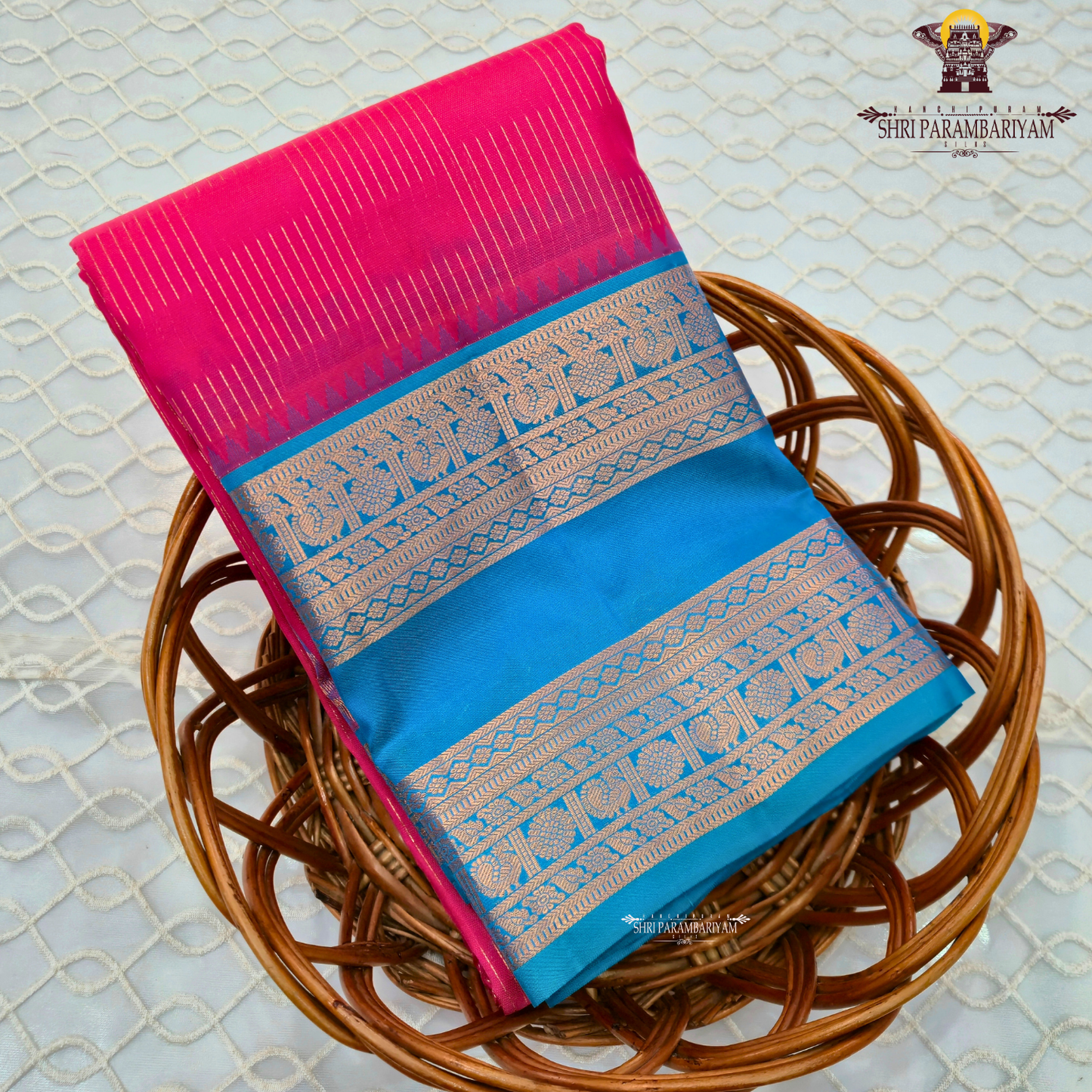 Bright rani pink Saree