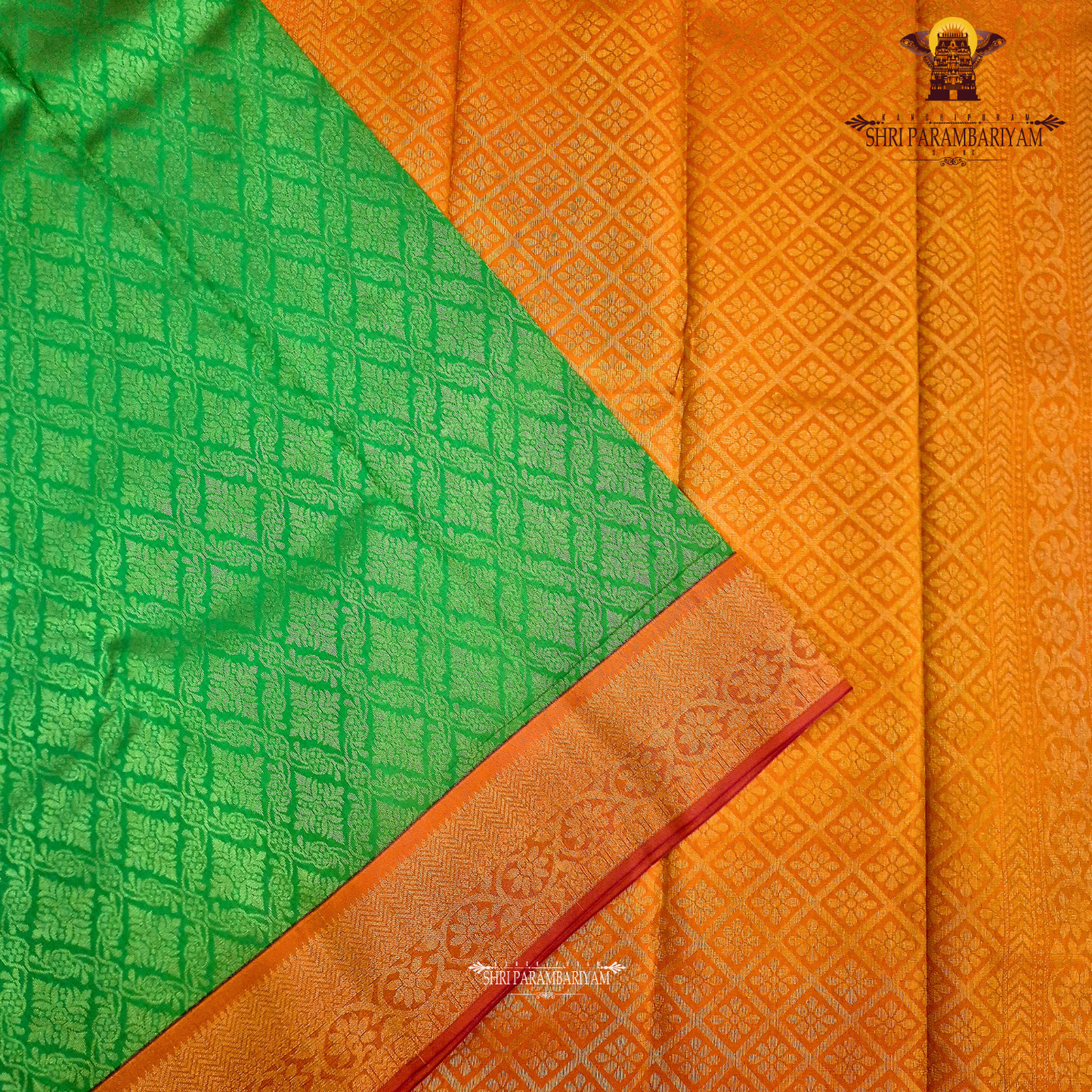 Fresh parrot green Saree