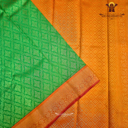Fresh parrot green Saree