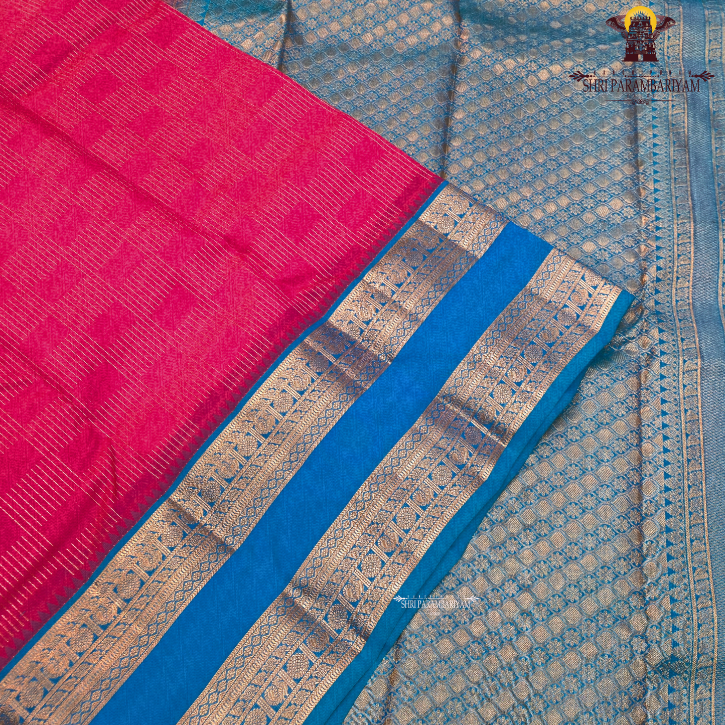 Bright rani pink Saree