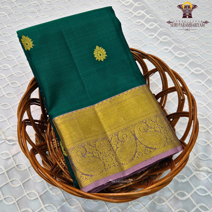 Rich peacock green (deep emerald green shade) Saree