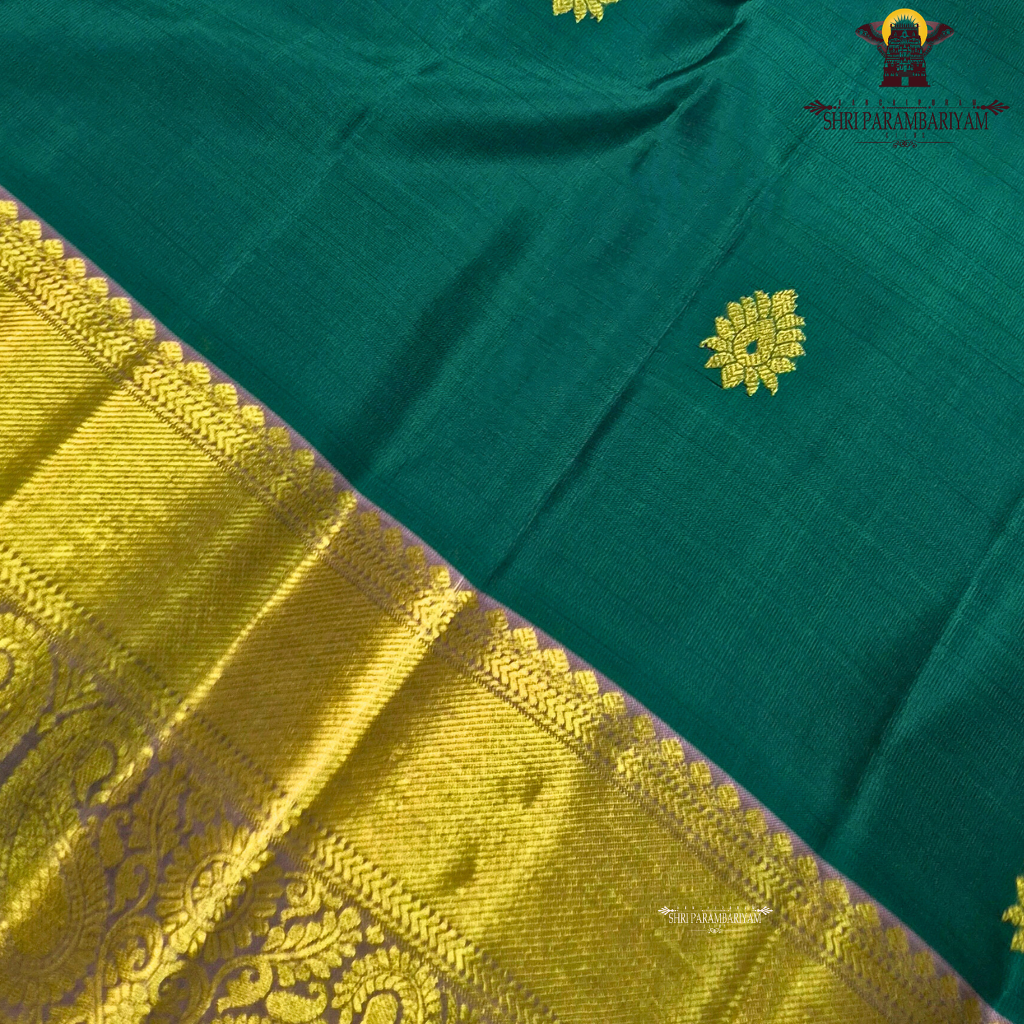 Rich peacock green (deep emerald green shade) Saree