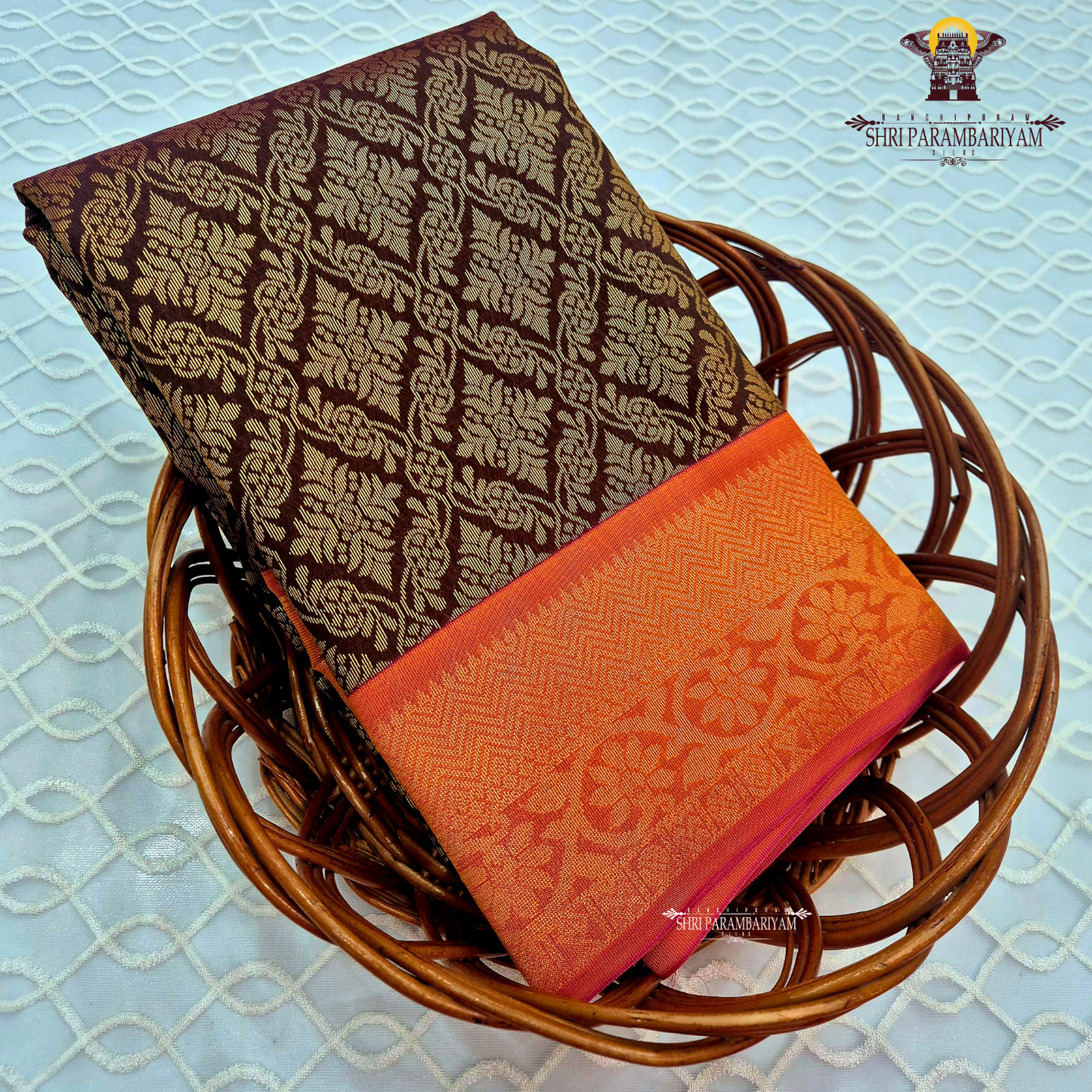 Deep coffee brown / dark chocolate brown Saree