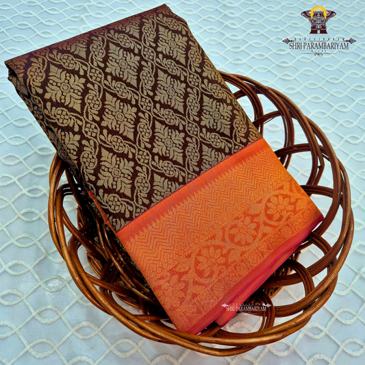 Deep coffee brown / dark chocolate brown Saree