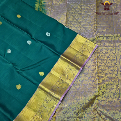Rich peacock green (deep emerald green shade) Saree