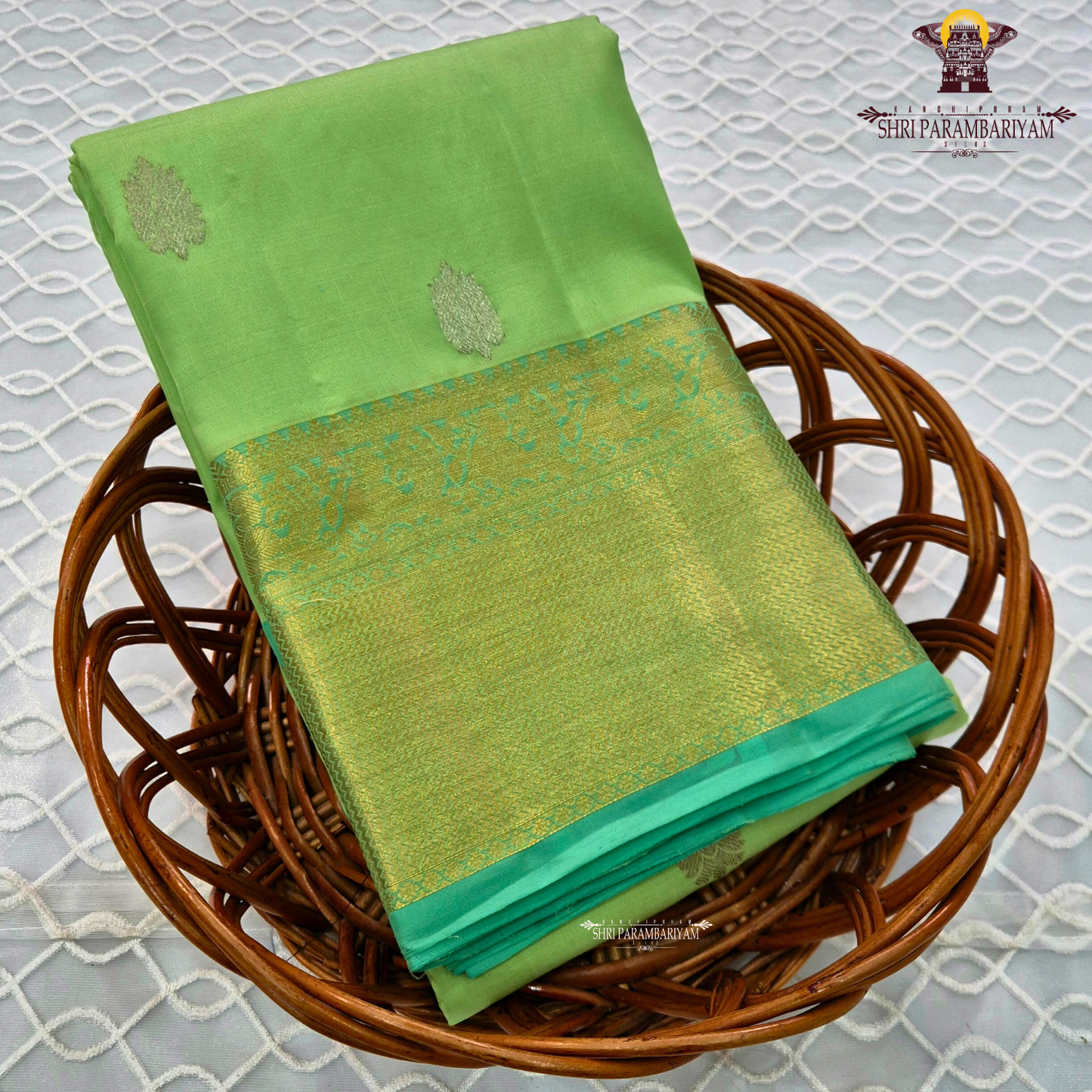 Refreshing parrot green shade Saree