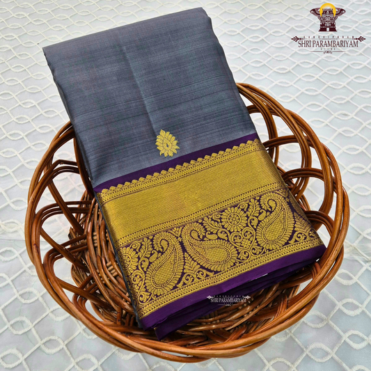 A sophisticated steel grey shade Saree