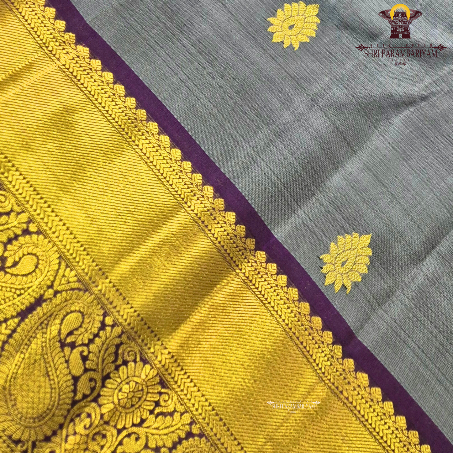 A sophisticated steel grey shade Saree