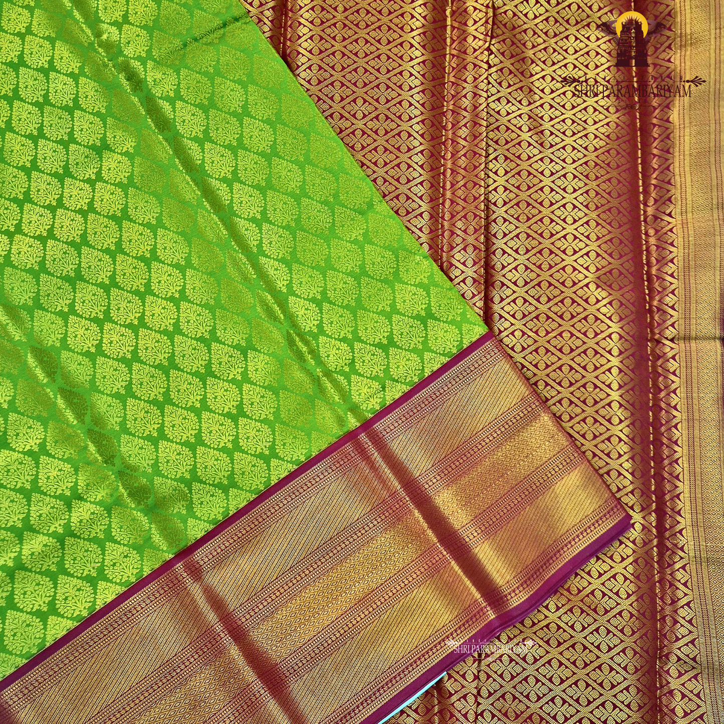 Rich parrot green / leaf green Saree