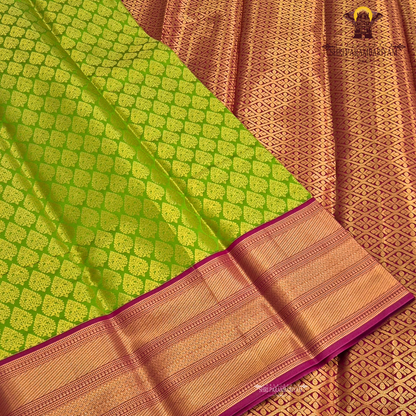 Bright parrot green / pista green Saree