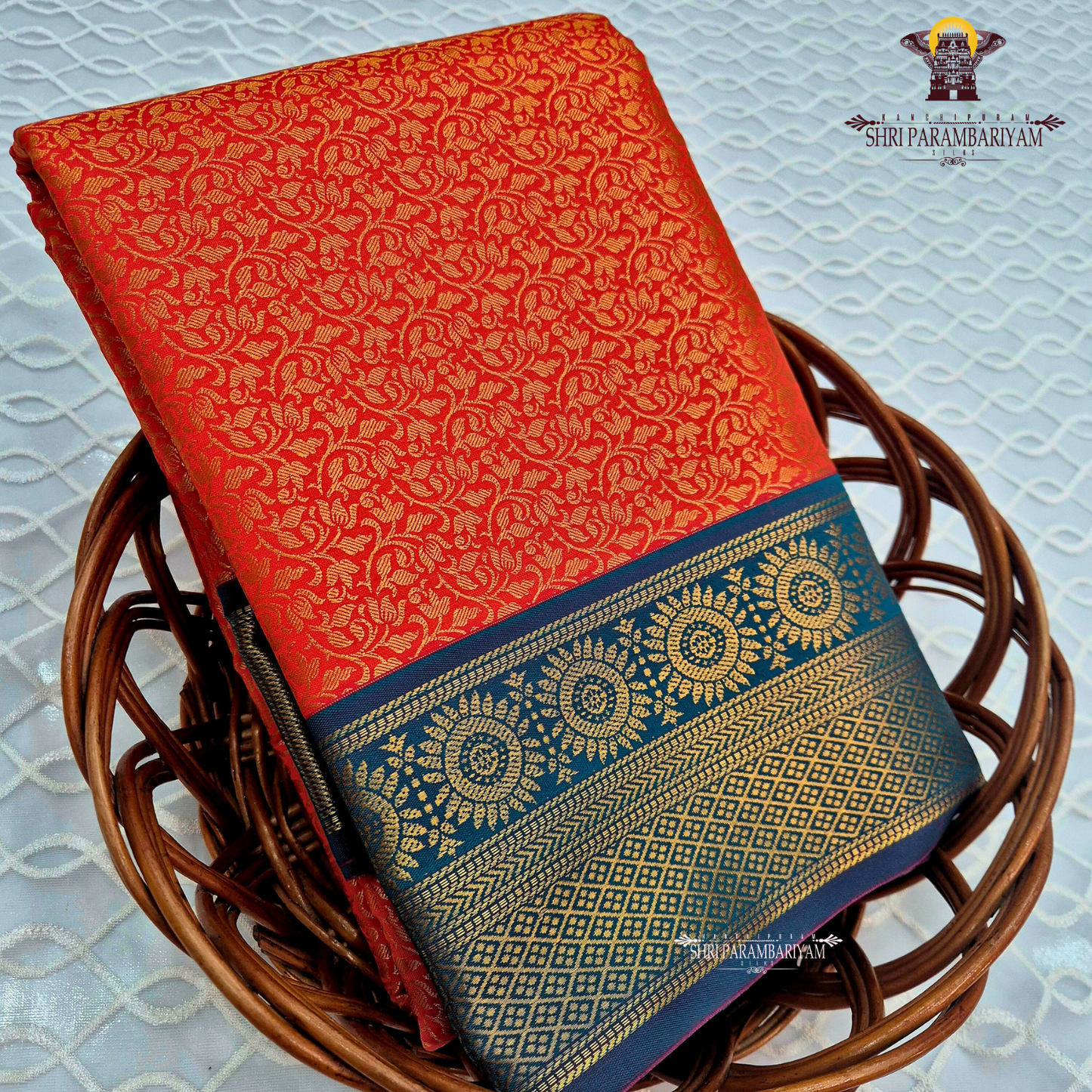 Bright vermilion red / traditional tomato red Saree