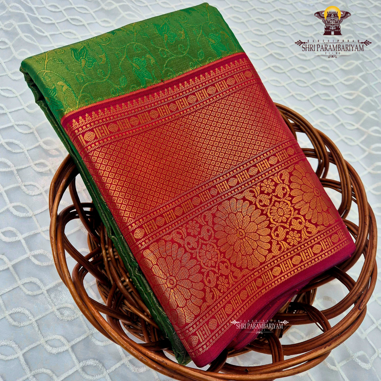 Deep emerald green / bottle green Saree