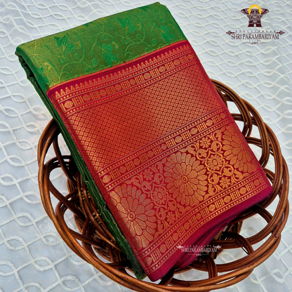 Deep emerald green / bottle green Saree