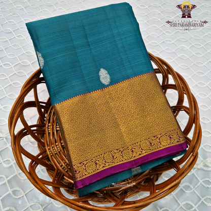 Teal blue (a rich greenish-blue shade) Saree