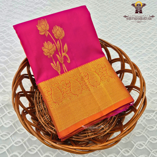 Vibrant rani pink body that radiates richness and elegance Saree