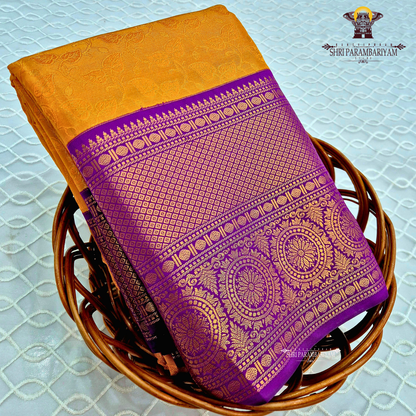 Rich mustard yellow / turmeric gold Saree