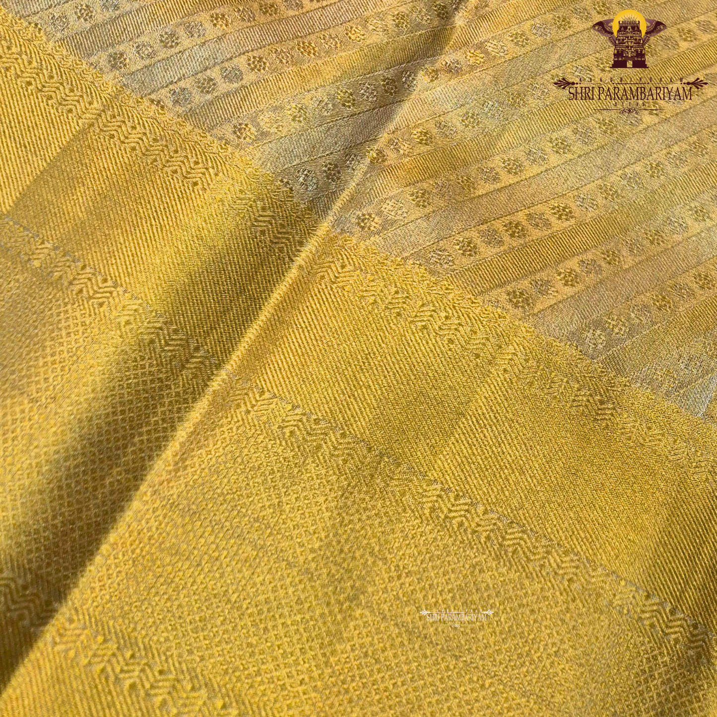 A rich bright golden shade that radiates a luxurious and traditional look Saree