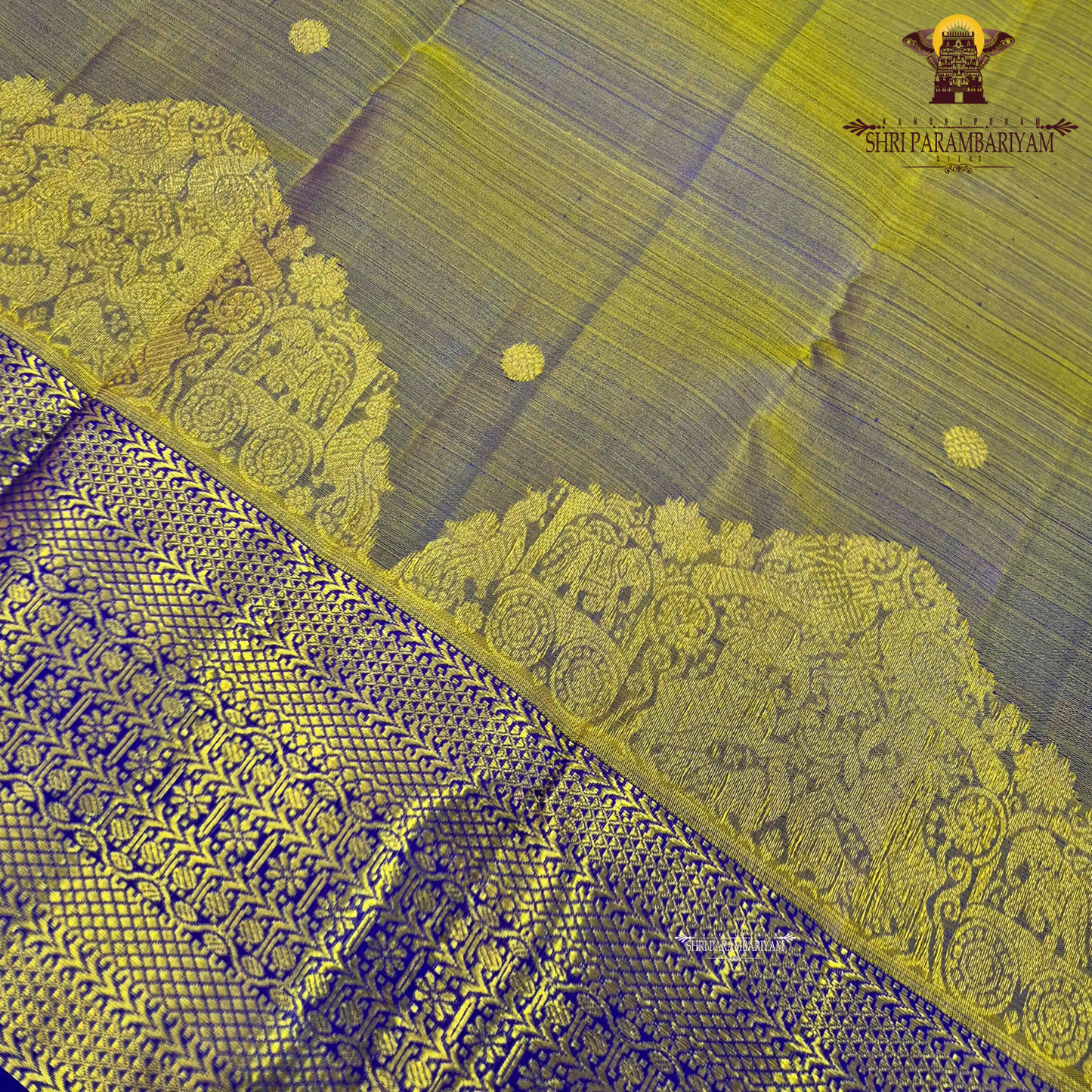 A beautiful dual-tone shade of muted lavender with a golden mustard tint Saree