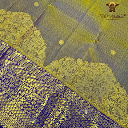 A beautiful dual-tone shade of muted lavender with a golden mustard tint Saree