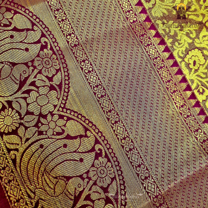 Antique gold with rust-brown undertone Saree