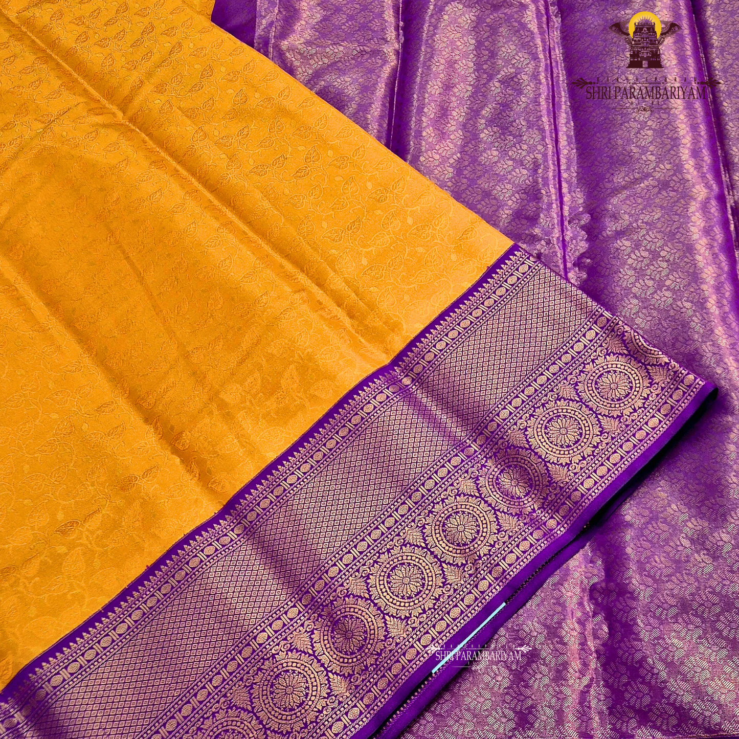Rich mustard yellow / turmeric gold Saree