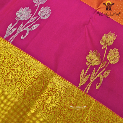 A vibrant rani pink body that radiates richness and elegance Saree