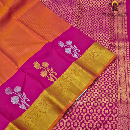 A vibrant rani pink body that radiates richness and elegance Saree
