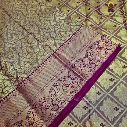 Antique gold with rust-brown undertone Saree