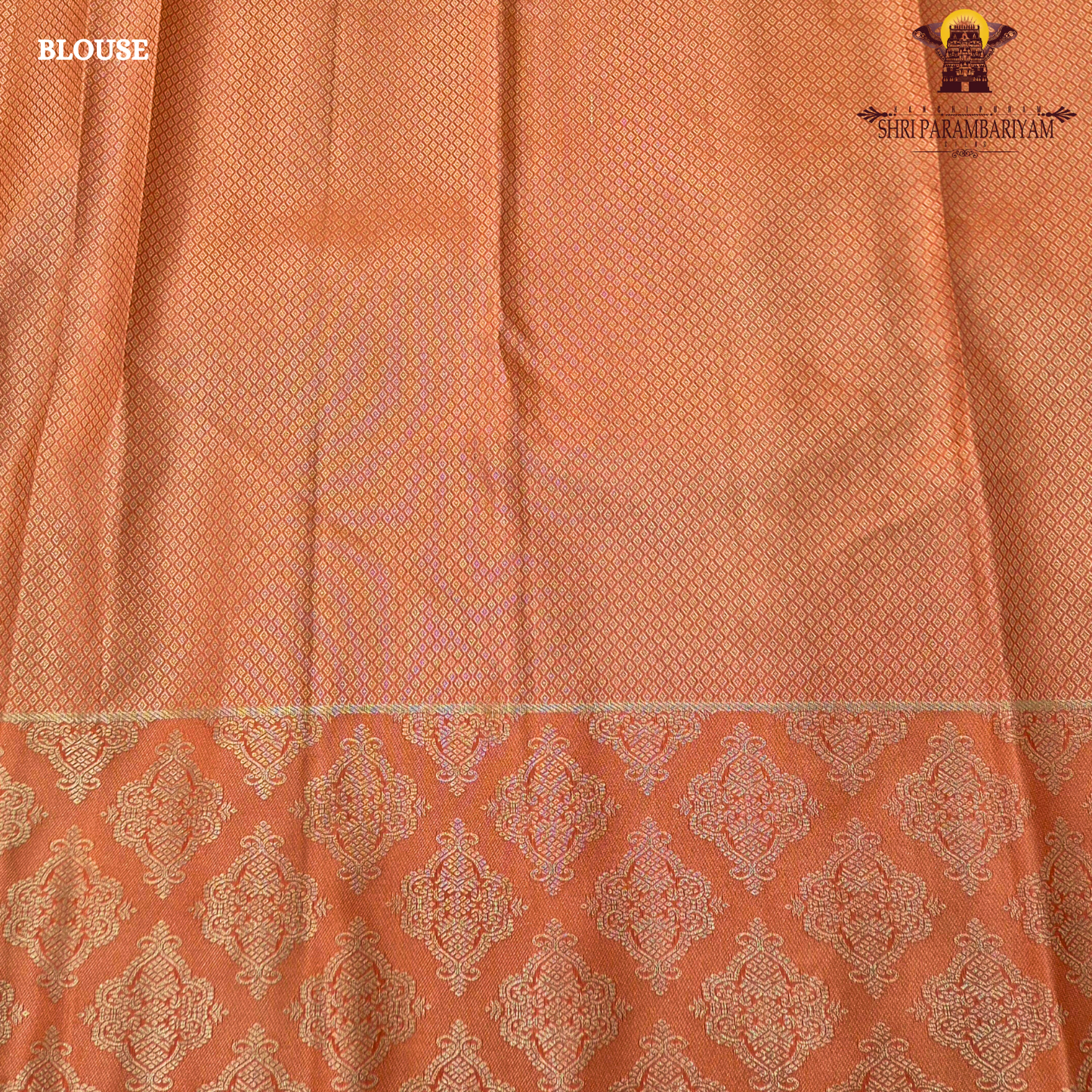 Mustard yellow body with coral pink / peach contrast pallu and elegant silver zari work Saree