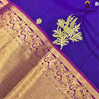 Rich Royal Purple (Violet) with a contrasting Pink border Saree
