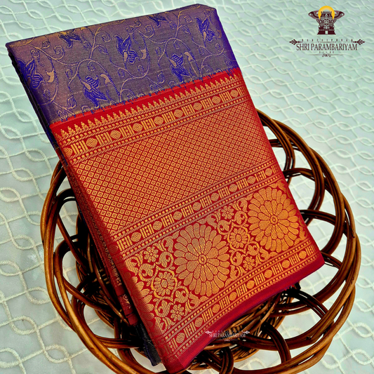 Rich dusty violet / steel purple Saree