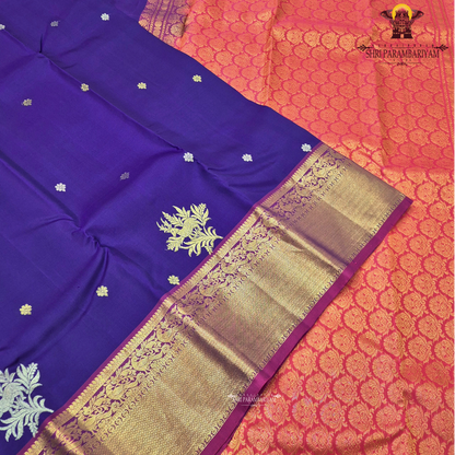 Rich Royal Purple (Violet) with a contrasting Pink border Saree