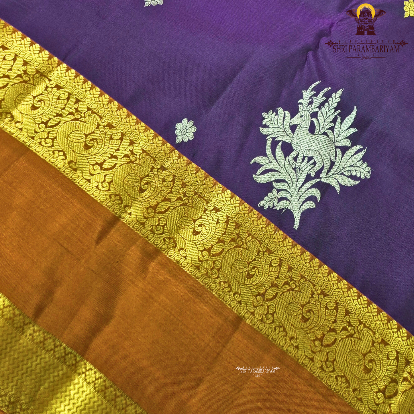 Deep Royal Purple with a rich Mustard Gold border Saree