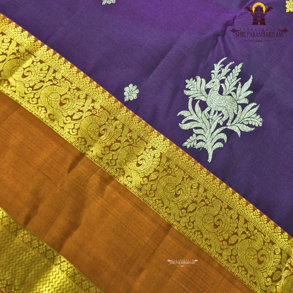 Deep Royal Purple with a rich Mustard Gold border Saree