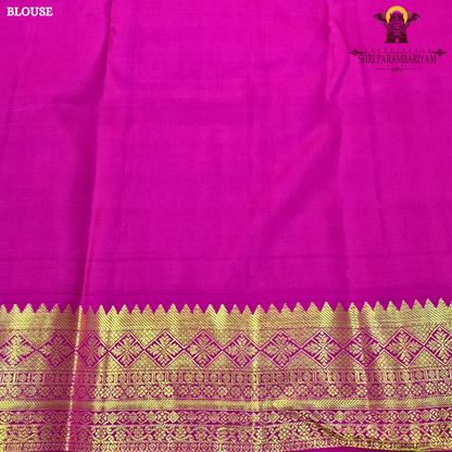 A pastel Yellow and Parrot Green with rich Gold Zari Saree