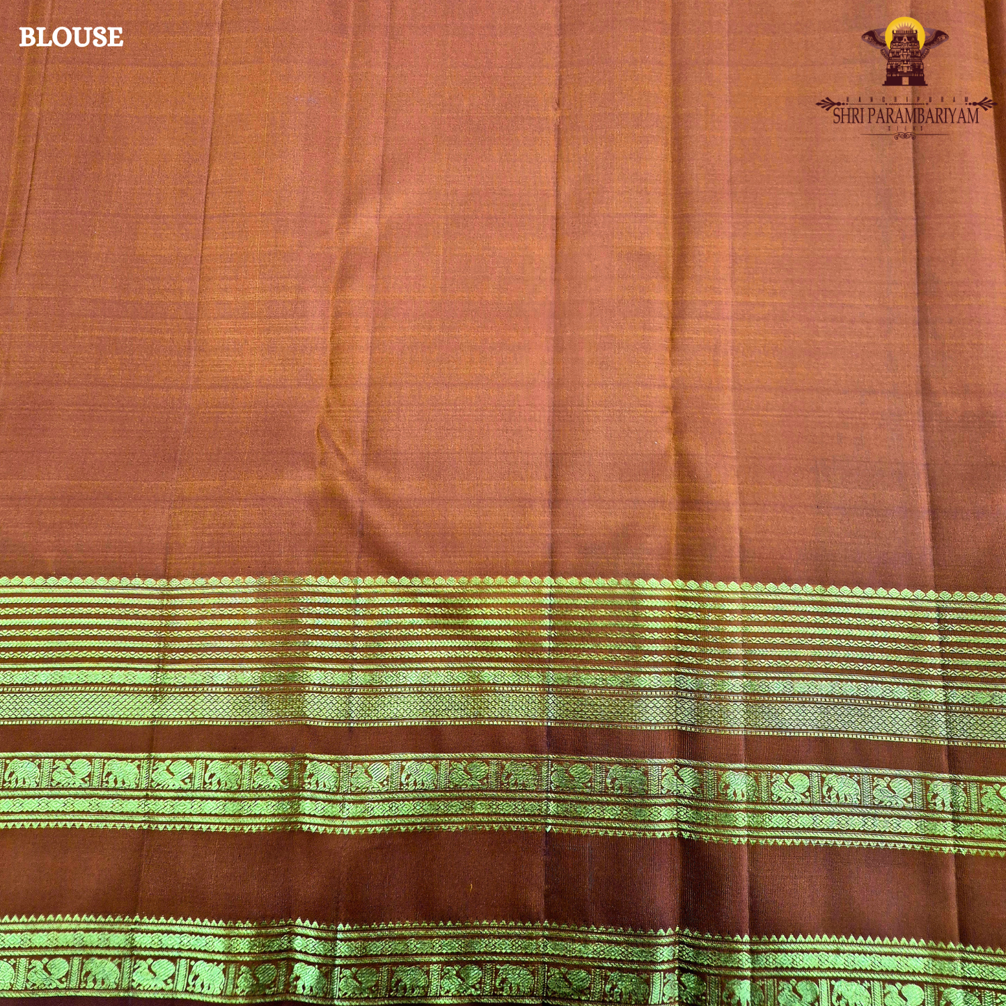 A rich Rust Orange / Burnt Copper Orange shade with an elegant golden zari Saree