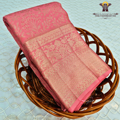 Rose pink (soft pink) with silver zari work Saree