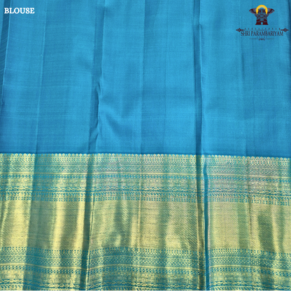 A elegant Peacock Blue (a vibrant blend of teal blue with a hint of turquoise) Saree
